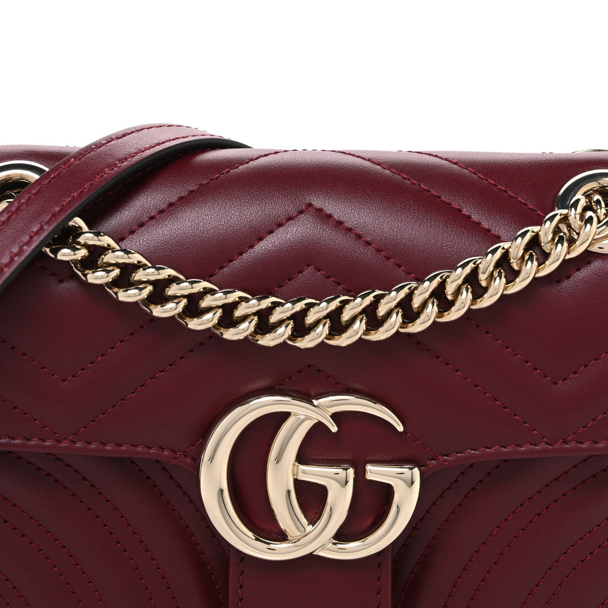Calfskin Matelasse Mini GG Marmont Shoulder Bag Rosso Ancora