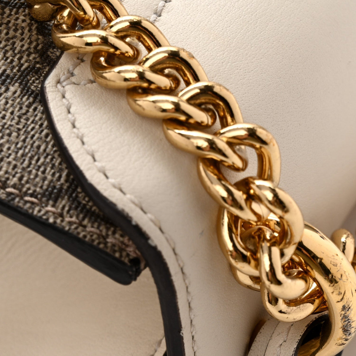 GG Supreme Monogram Studded Small Padlock Shoulder Bag White