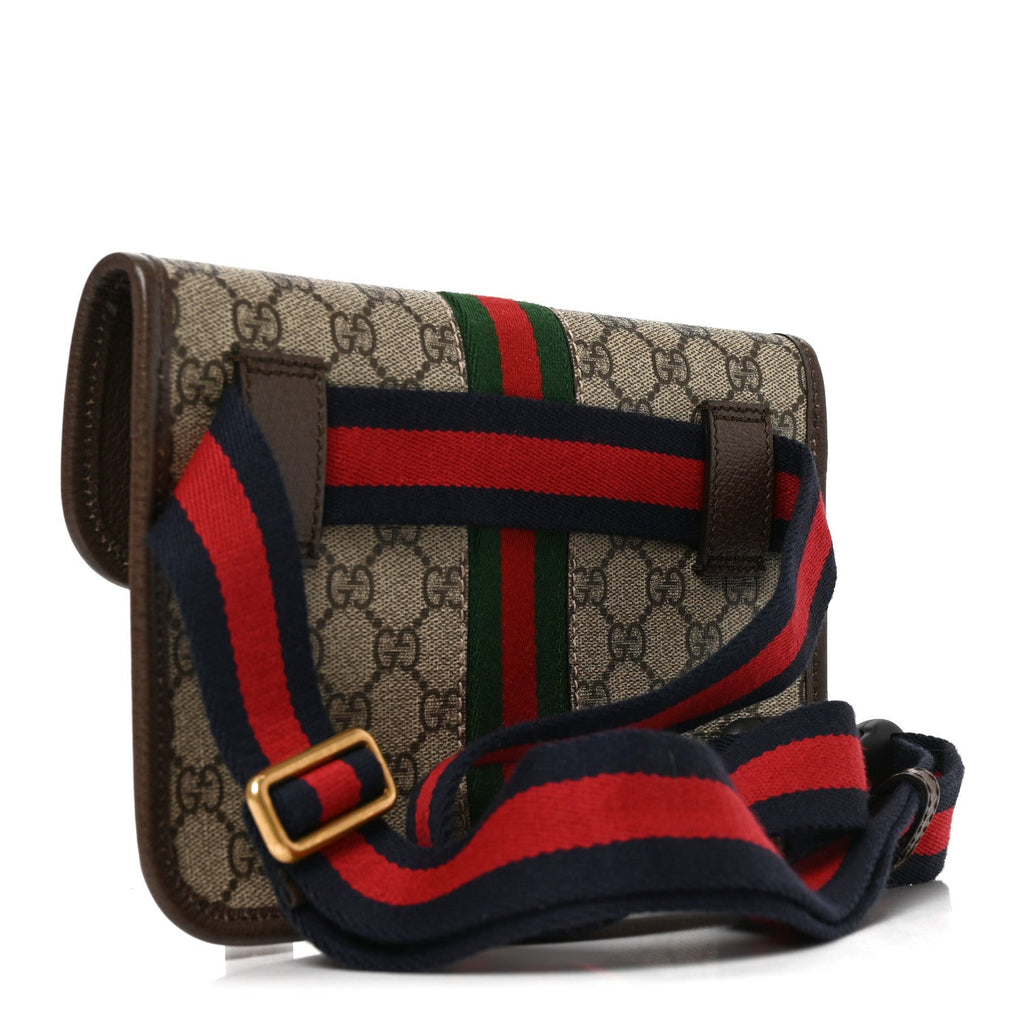 GG Supreme Monogram Web Small Ophidia Belt Bag Brown