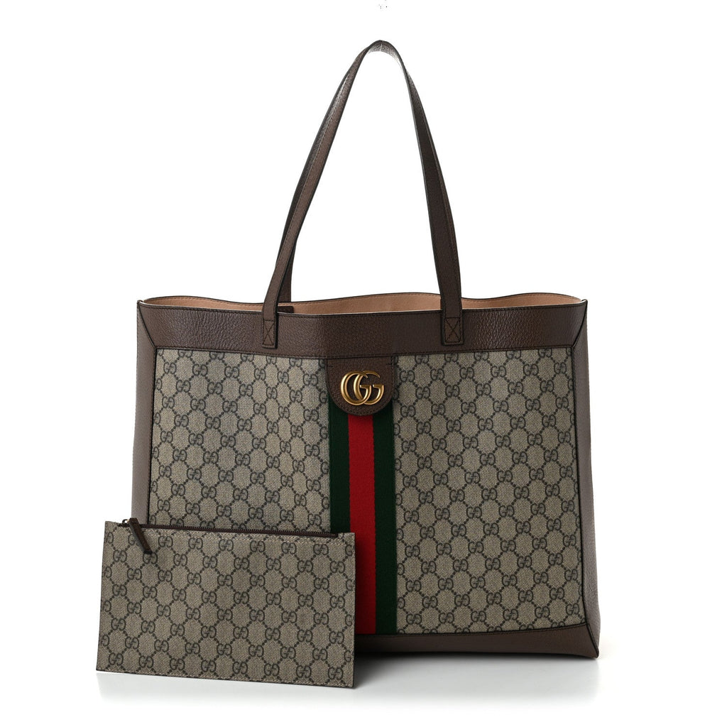 Gg Supreme Monogram Web Ophidia Tote Brown