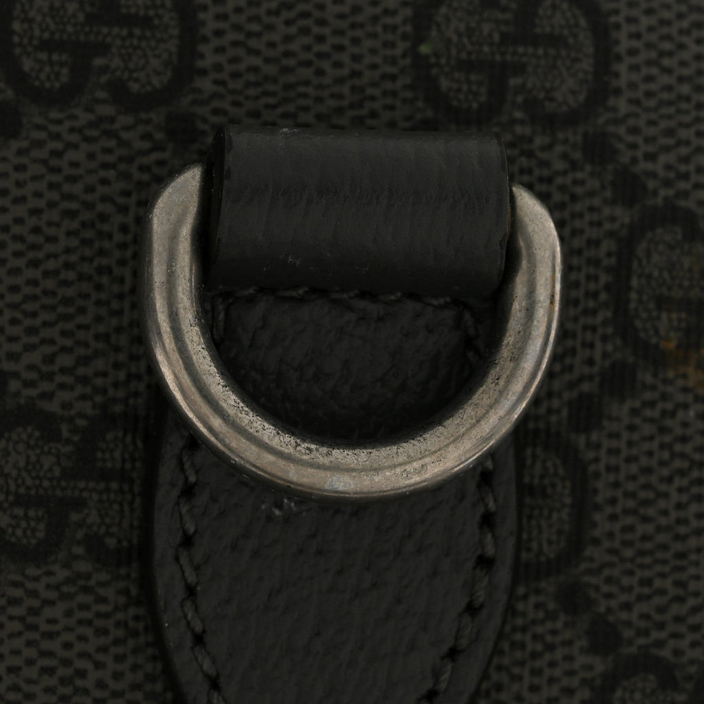 GG Supreme Monogram Textured Dollar Calfskin Large Savoy Duffle Bag Grey Black Graphite Grey