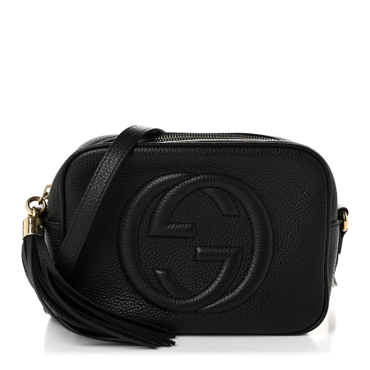 Pebbled Calfskin Small Soho Disco Bag Black
