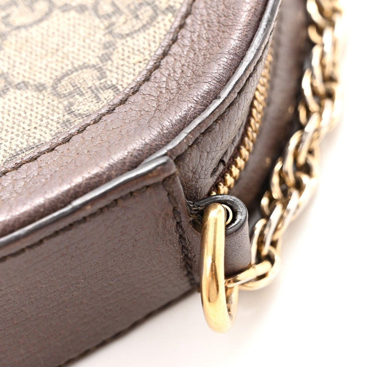 GG Supreme Monogram Web Mini Ophidia Round Shoulder Bag Brown