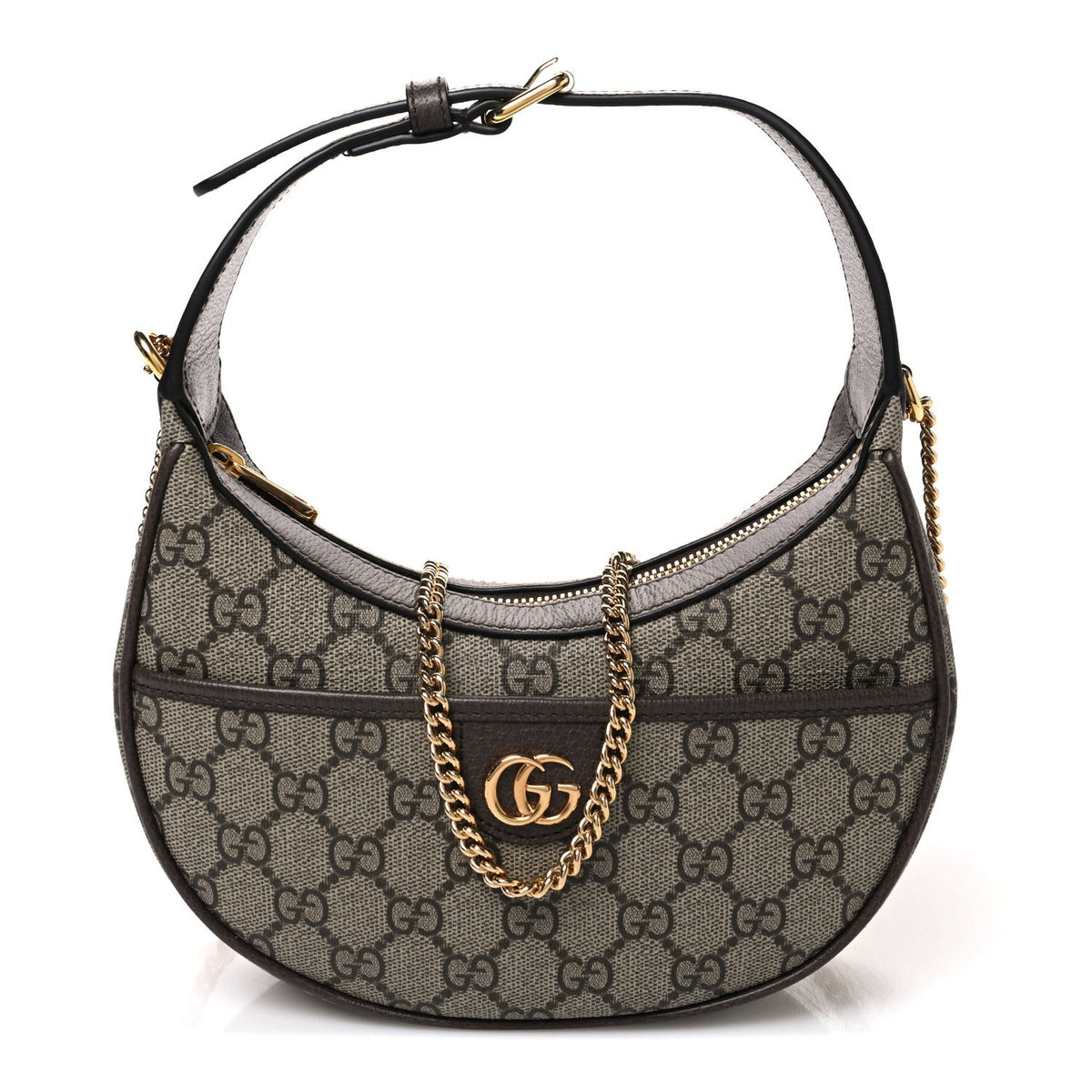 GG Supreme Monogram Textured Dollar Calfskin Small Ophidia Shoulder Bag Beige Ebony New Acero