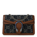 New Denim GG Monogram Dollar Calfskin Enamel Super Mini Dionysus Shoulder Bag Blue Tea Cuir Epilog Electric Blue