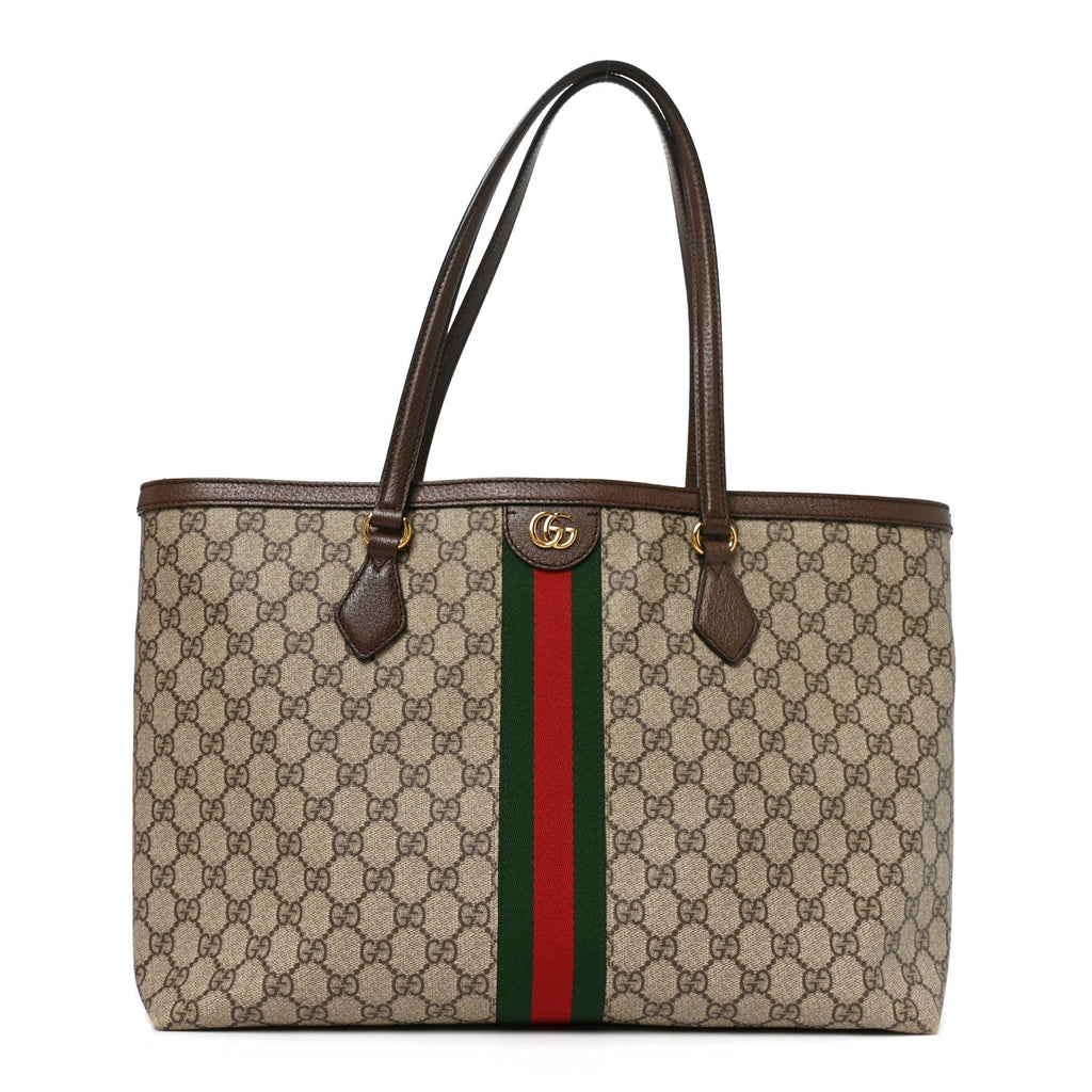 GG Supreme Monogram Medium Ophidia Shopping Tote Brown