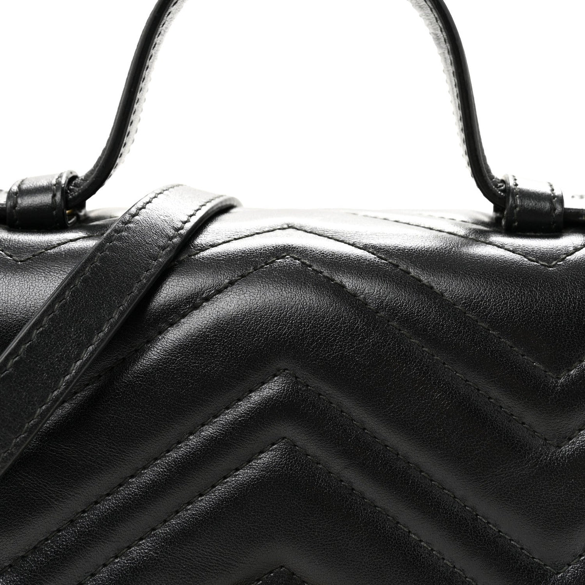 Calfskin Matelasse Small GG Marmont Top Handle Shoulder Bag Black