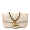 Calfskin Matelasse Super Mini GG Marmont Shoulder Bag White