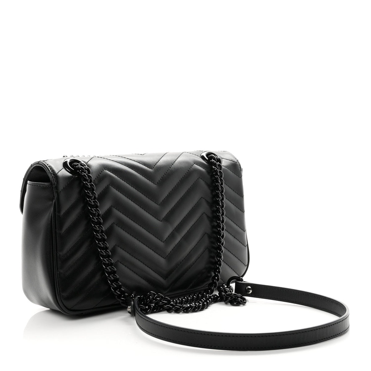 Calfskin Matelasse Monochrome Small GG Marmont Shoulder Bag Black
