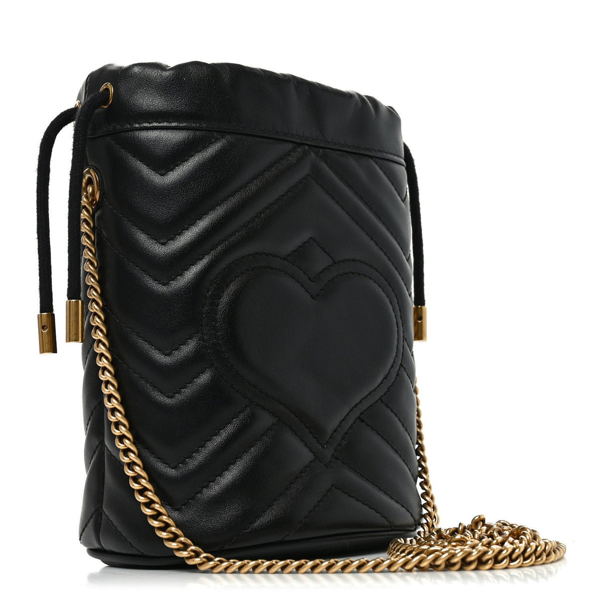 Calfskin Matelasse Mini GG Marmont 2.0 Bucket Bag Black