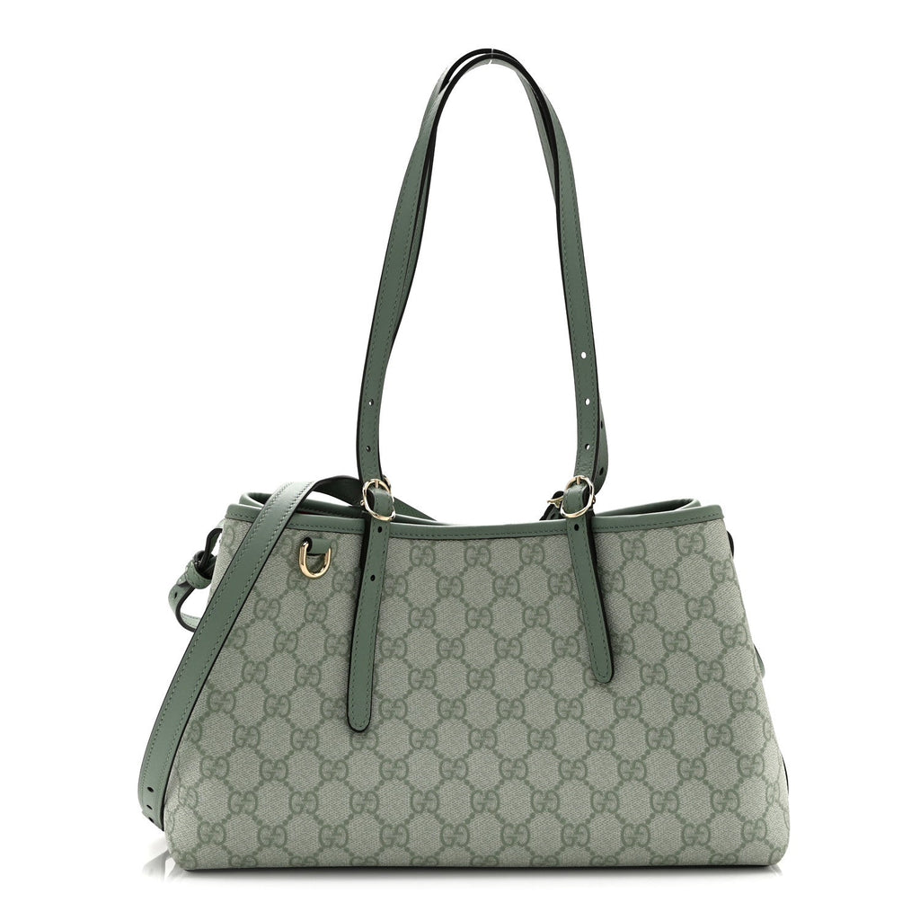 GG Supreme Monogram Emblem Medium Tote Bag Sage Green