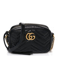 Calfskin Matelasse Mini GG Marmont Chain Shoulder Bag Black