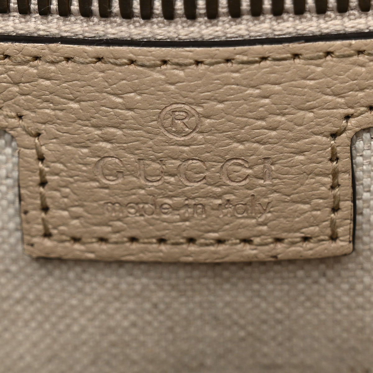 GG Supreme Monogram Textured Dollar Calfskin Small Retro Interlocking G Tote Bag Beige Mystic White Oatmeal