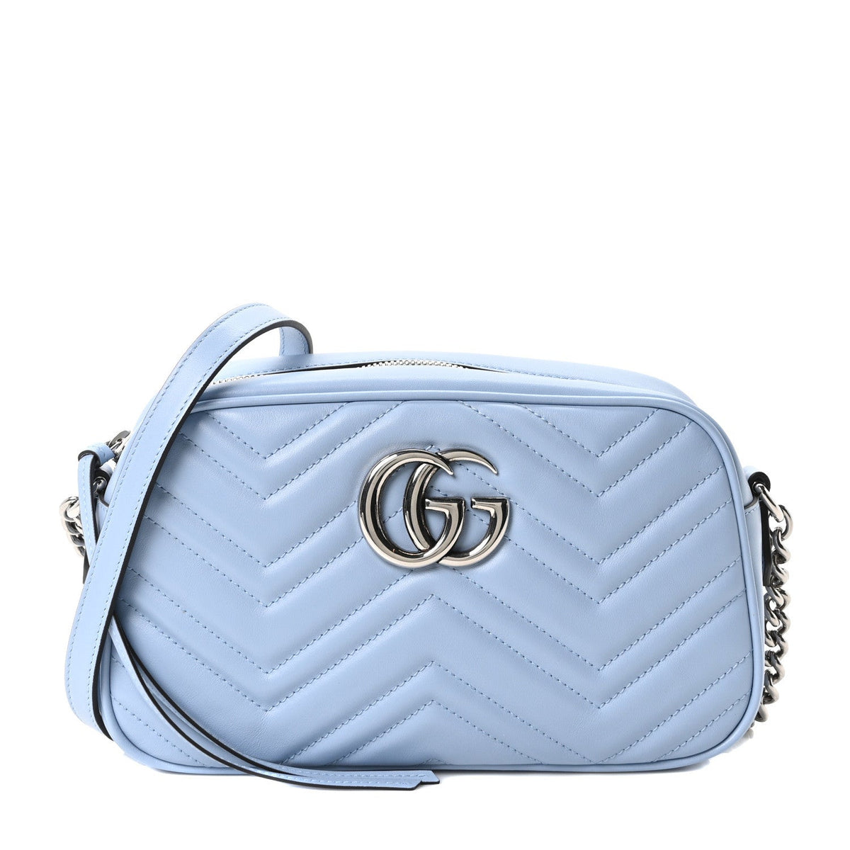 Calfskin Matelasse Small GG Marmont Chain Shoulder Bag Porcelain Light Blue