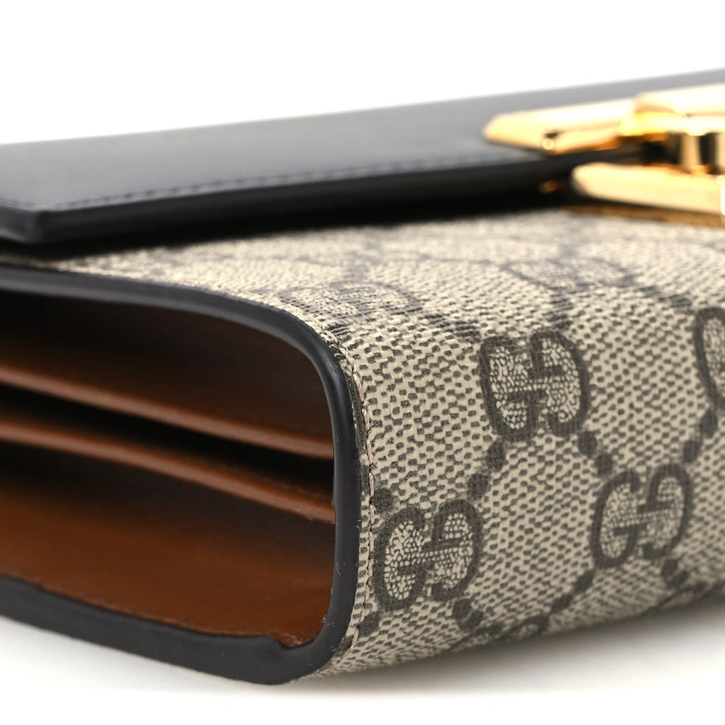GG Supreme Monogram Calfskin Mini Padlock Shoulder Bag Beige Black Cuir