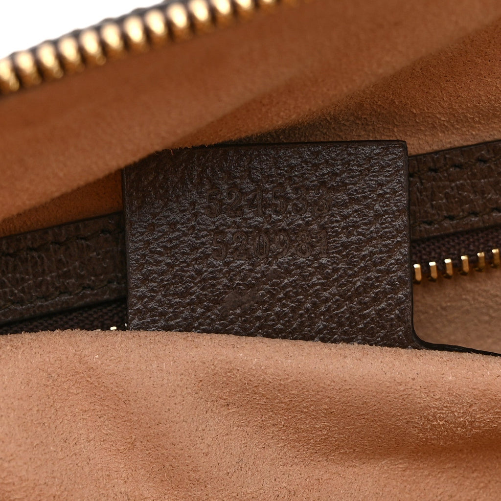 GG Supreme Monogram Web Medium Ophidia Top Handle Dome Bag Brown