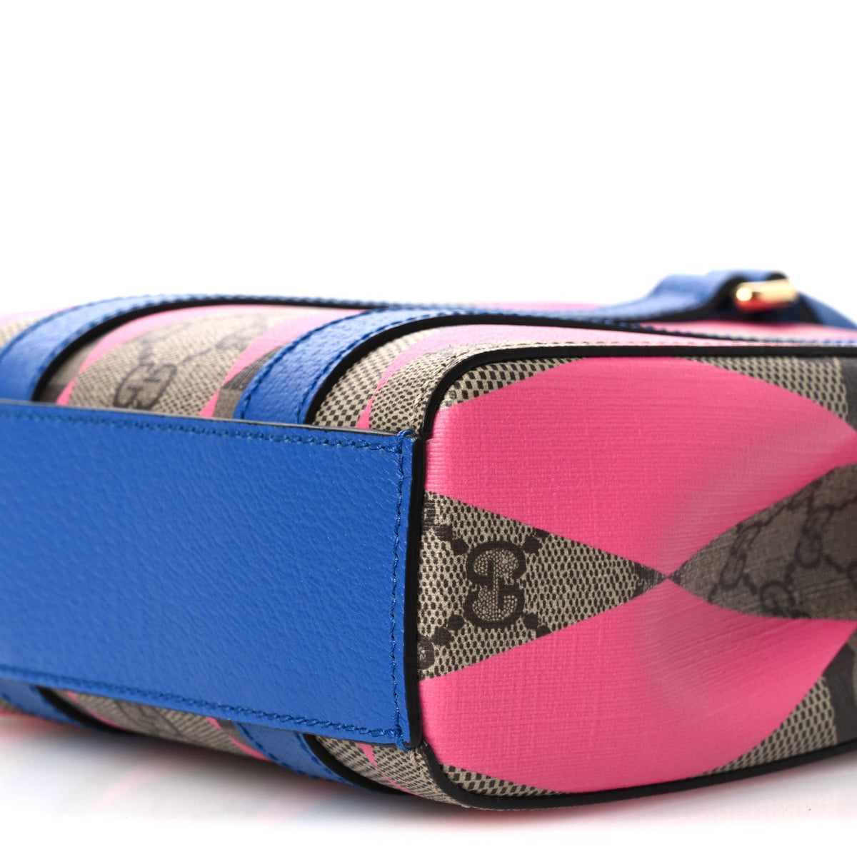 GG Supreme Monogram Textured Dollar Calfskin Rhombus Mini Tote Bag Beige Ebony Pink Blue