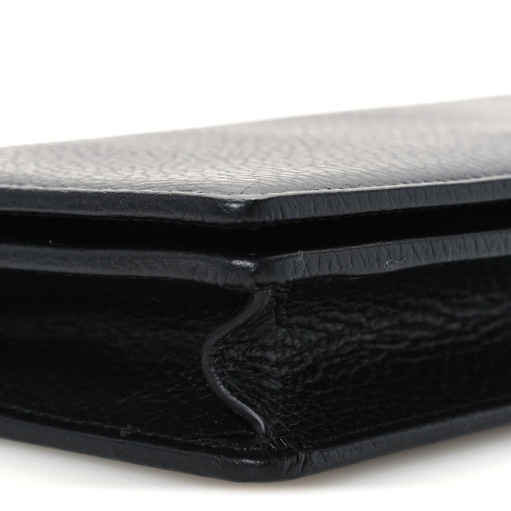 Dollar Calfskin Enamel Monochrome Mini GG Marmont Chain Wallet Black