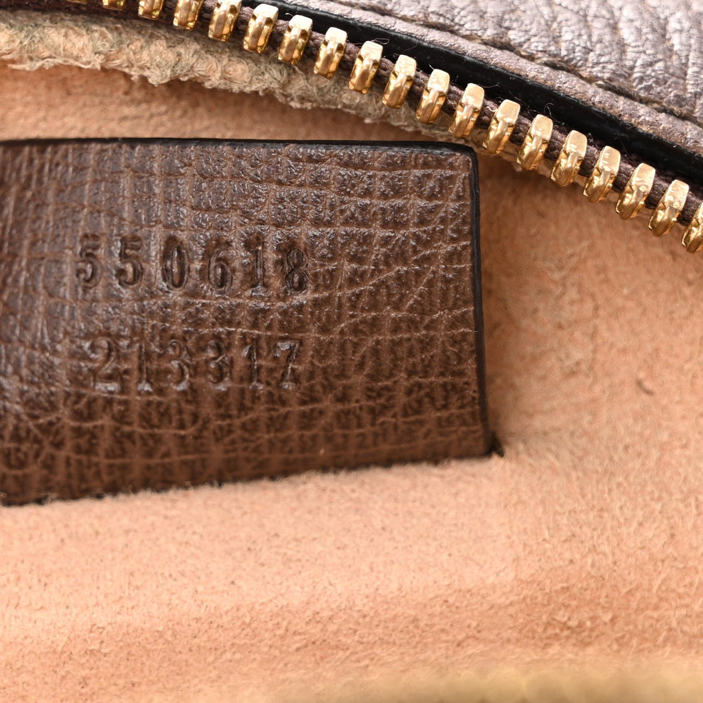 GG Supreme Monogram Web Mini Ophidia Round Shoulder Bag Brown