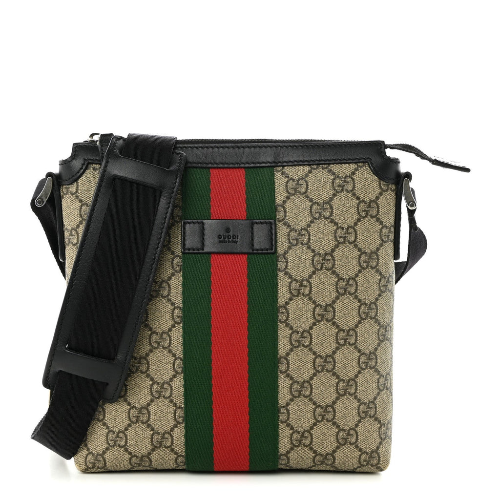 GG Supreme Monogram Web Messenger Bag Black