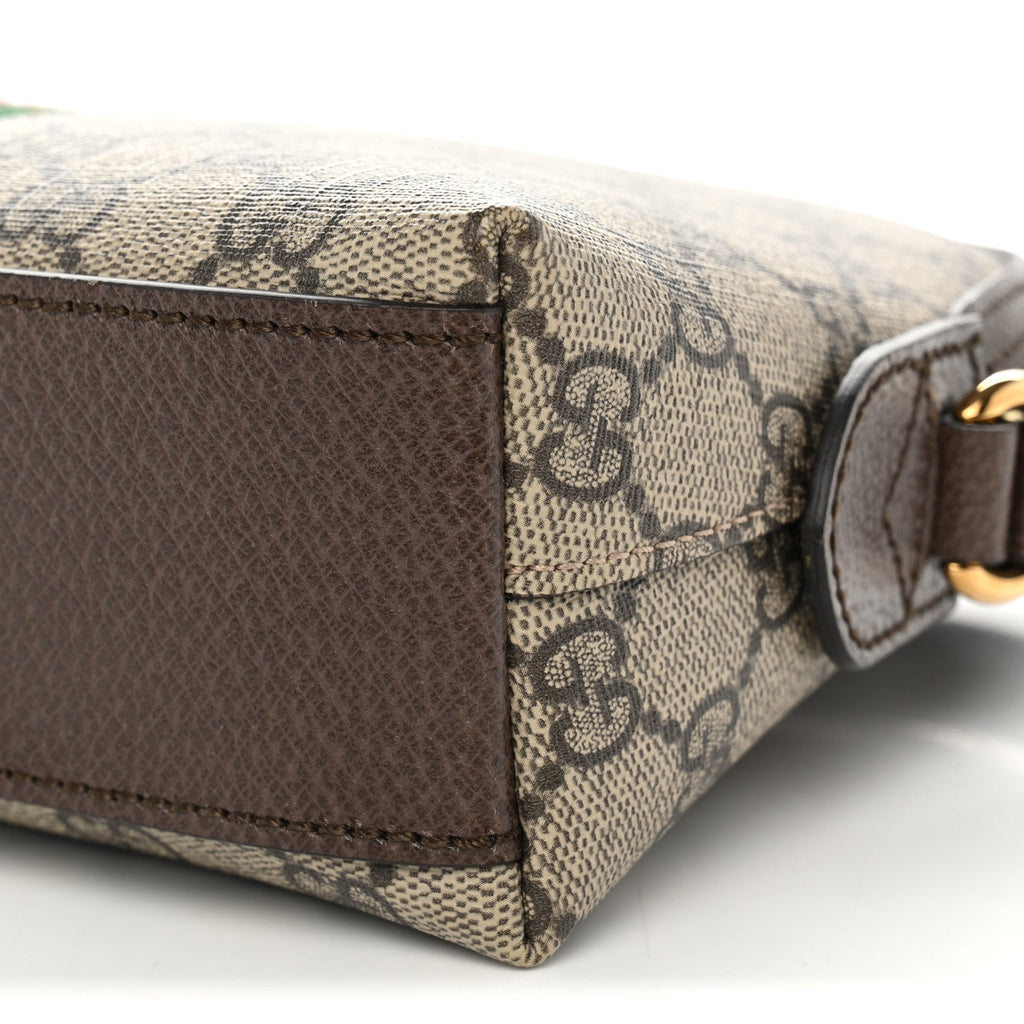 GG Supreme Monogram Textured Dollar Calfskin Web Small Ophidia Dome Shoulder Bag Beige Ebony New Acero