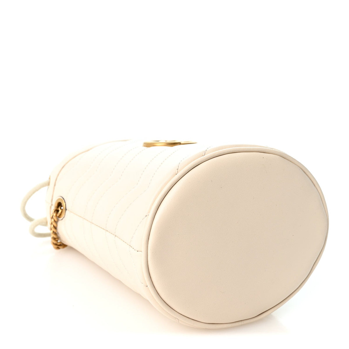 Calfskin Matelasse Mini GG Marmont 2.0 Bucket Bag White