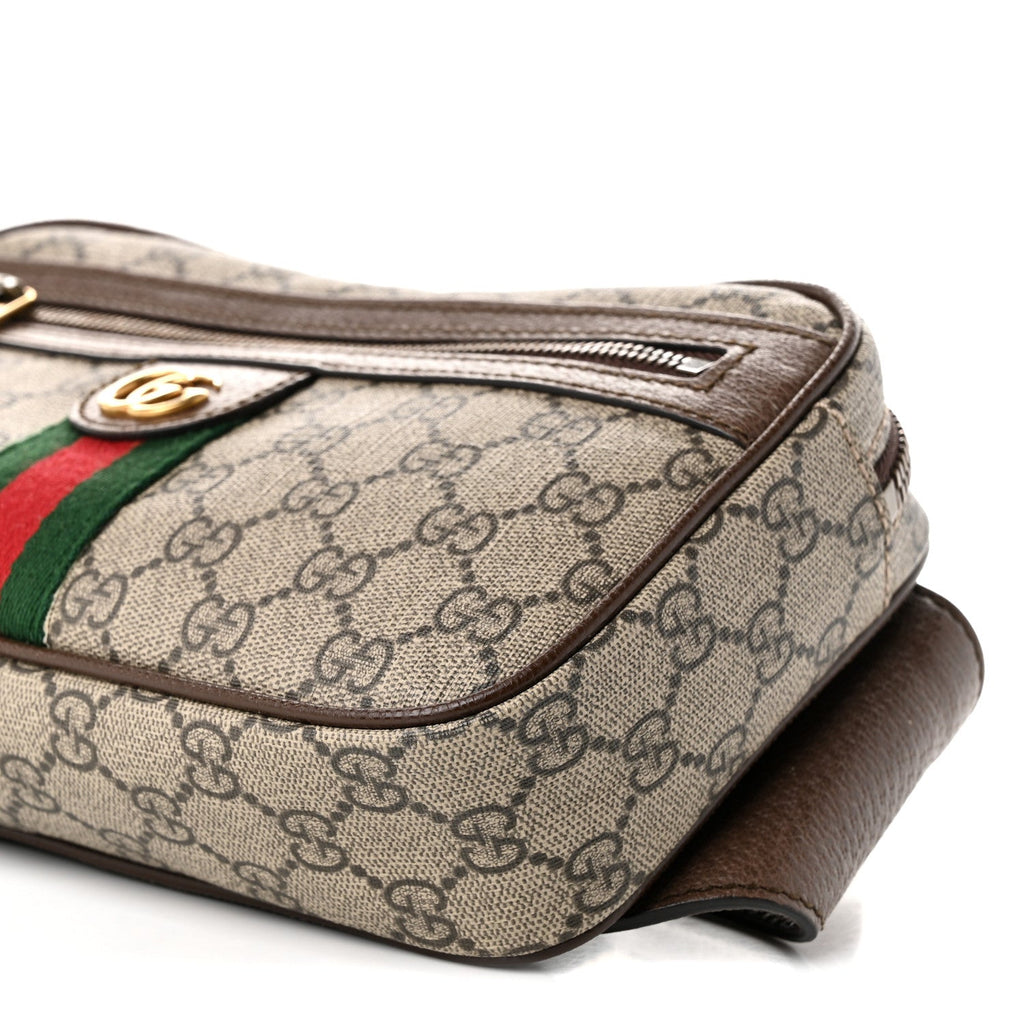 Soft GG Supreme Monogram Medium Ophidia Belt Bag Dark Brown