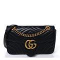 Calfskin Matelasse Small GG Marmont Shoulder Bag Black