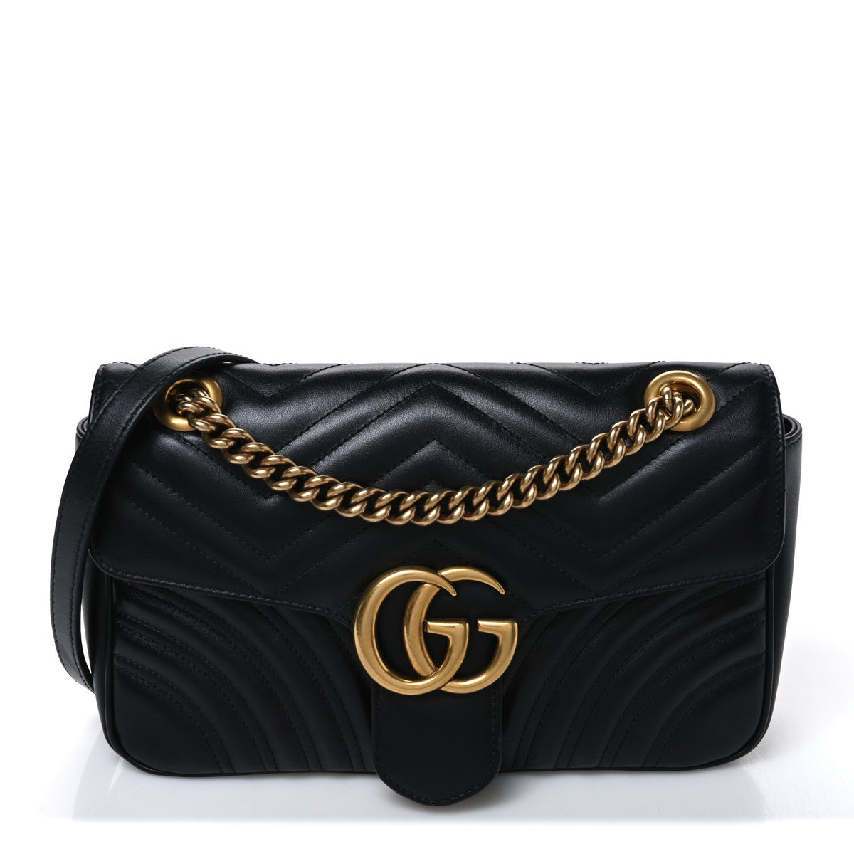 Calfskin Matelasse Small GG Marmont Shoulder Bag Black