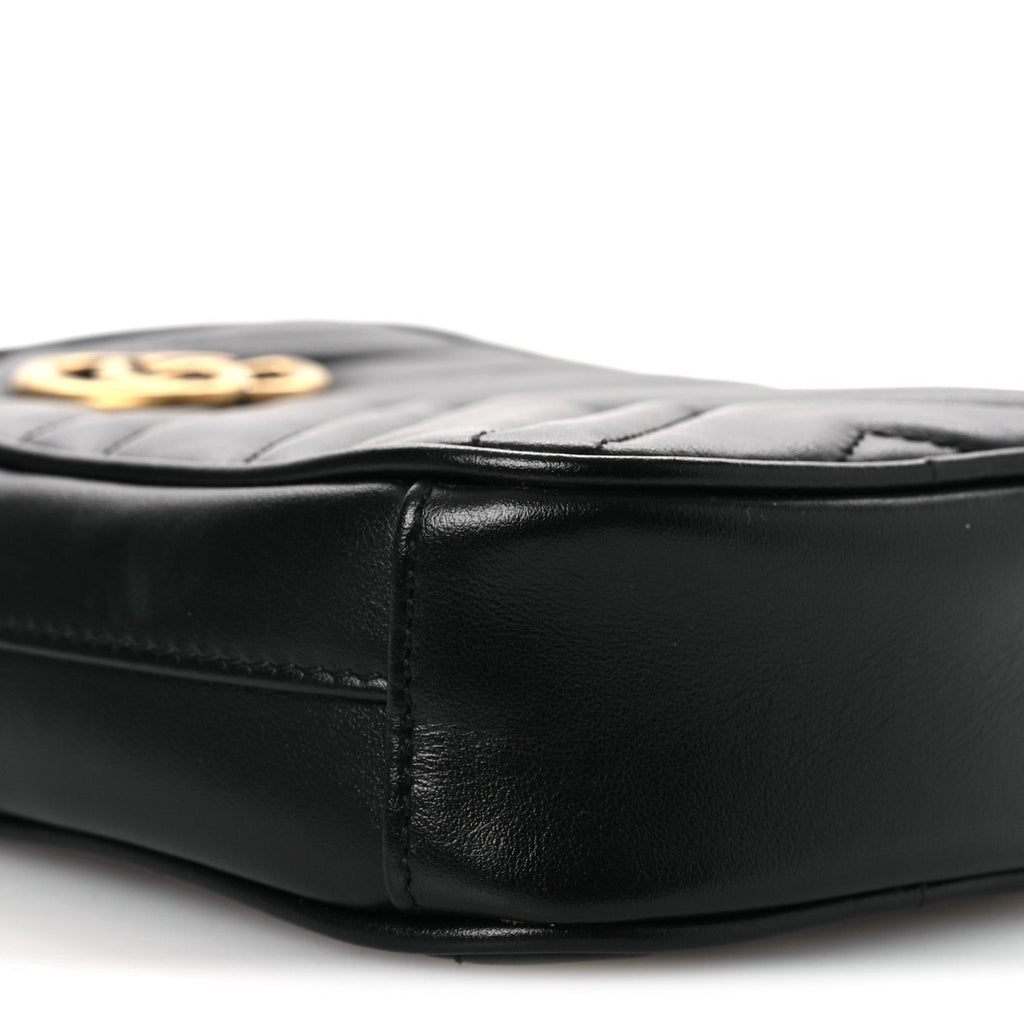 Calfskin Matelasse Mini GG Marmont Crossbody Bag Black