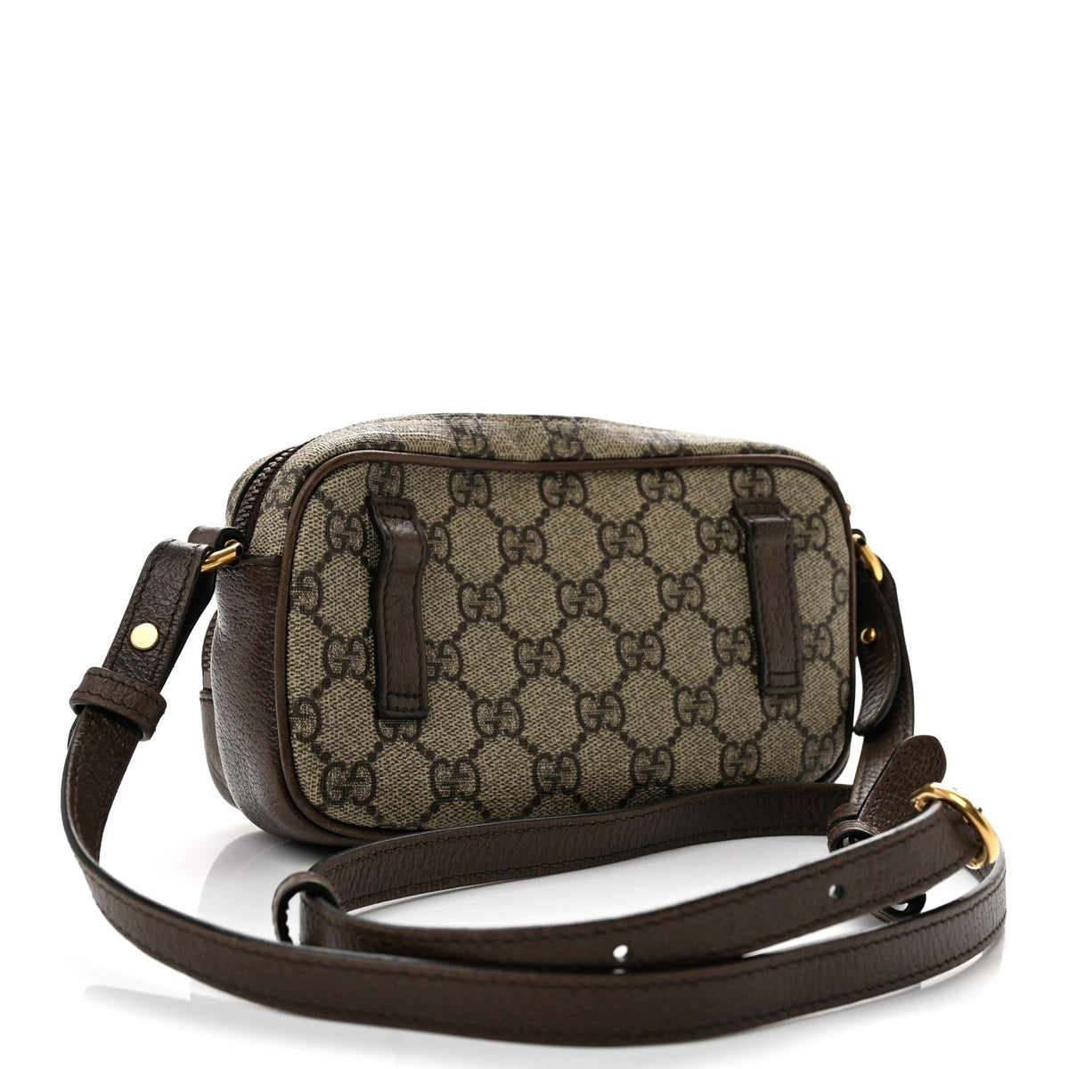 GG Supreme Monogram Textured Dollar Calfskin Web Mini Ophidia Convertible Shoulder Bag Beige Ebony New Acero