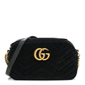 Velvet Matelasse Small GG Marmont Chain Shoulder Bag Black