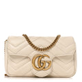 Calfskin Matelasse Super Mini GG Marmont Shoulder Bag White