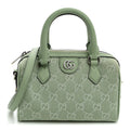 Denim GG Monogram Calfskin Mini Ophidia Top Handle Bag Pale Green