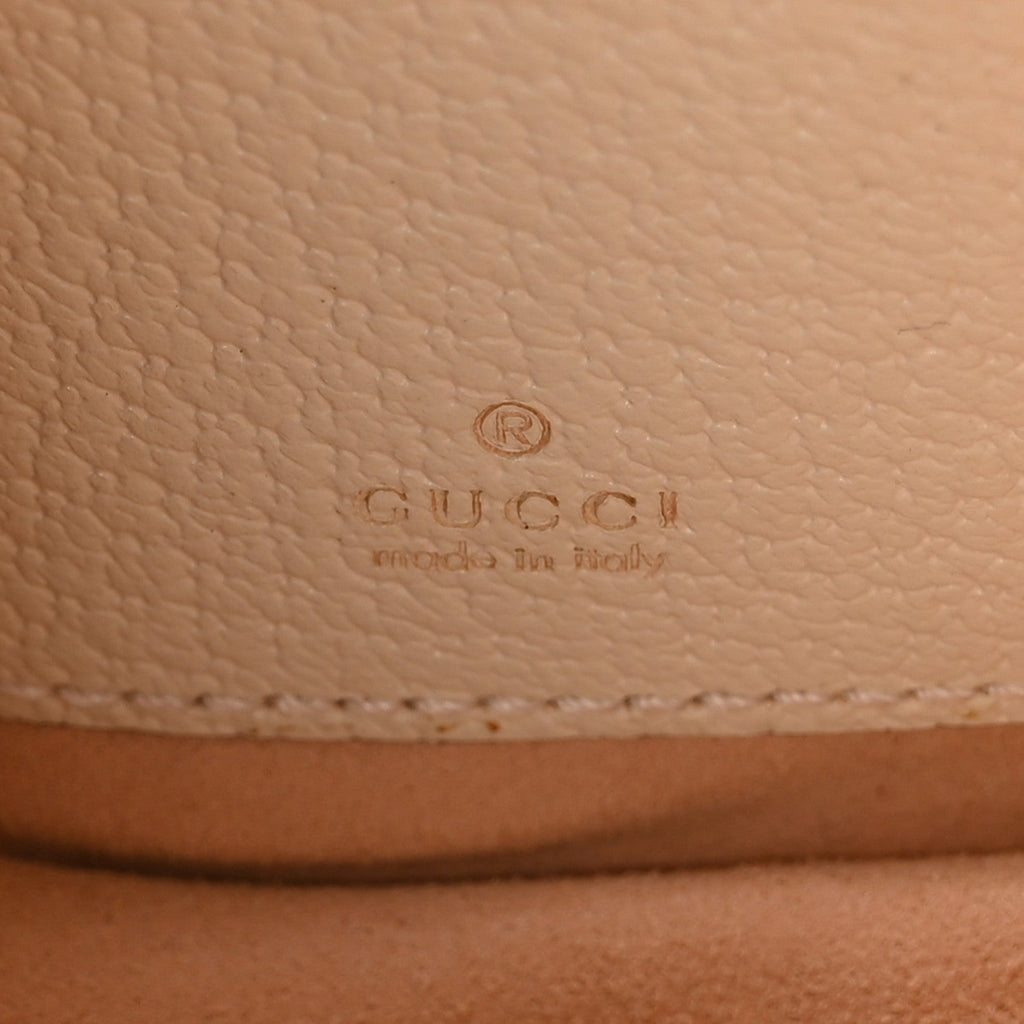 GG Supreme Monogram Textured Dollar Calfskin Web Mini Ophidia Half Moon Hobo Beige Ebony Mystic White