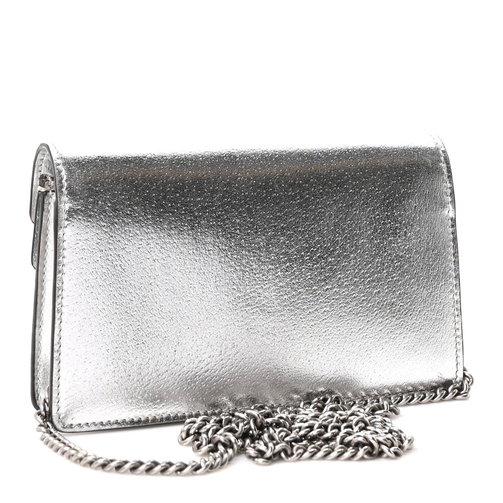 Metallic Calfskin Super Mini Dionysus Shoulder Bag Silver