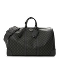 GG Supreme Monogram Textured Dollar Calfskin Large Savoy Duffle Bag Grey Black Graphite Grey