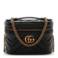 Calfskin Matelasse Chevron Mini GG Marmont Top Handle Bag Black