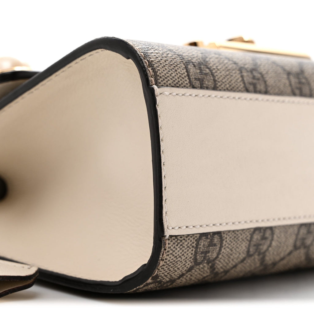 GG Supreme Monogram Studded Small Padlock Shoulder Bag White