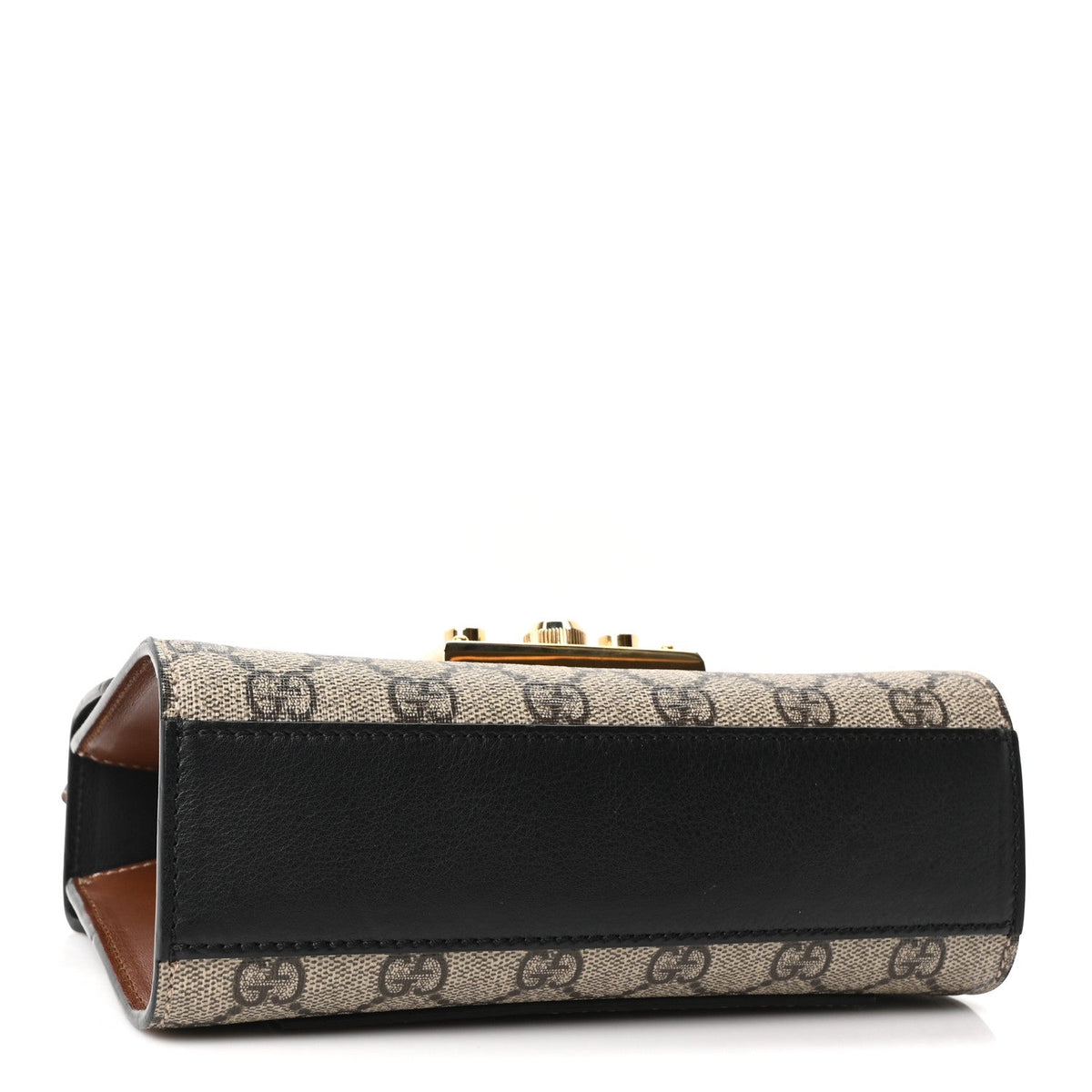 GG Supreme Monogram Calfskin Small Padlock Shoulder Bag Beige Black Cuir