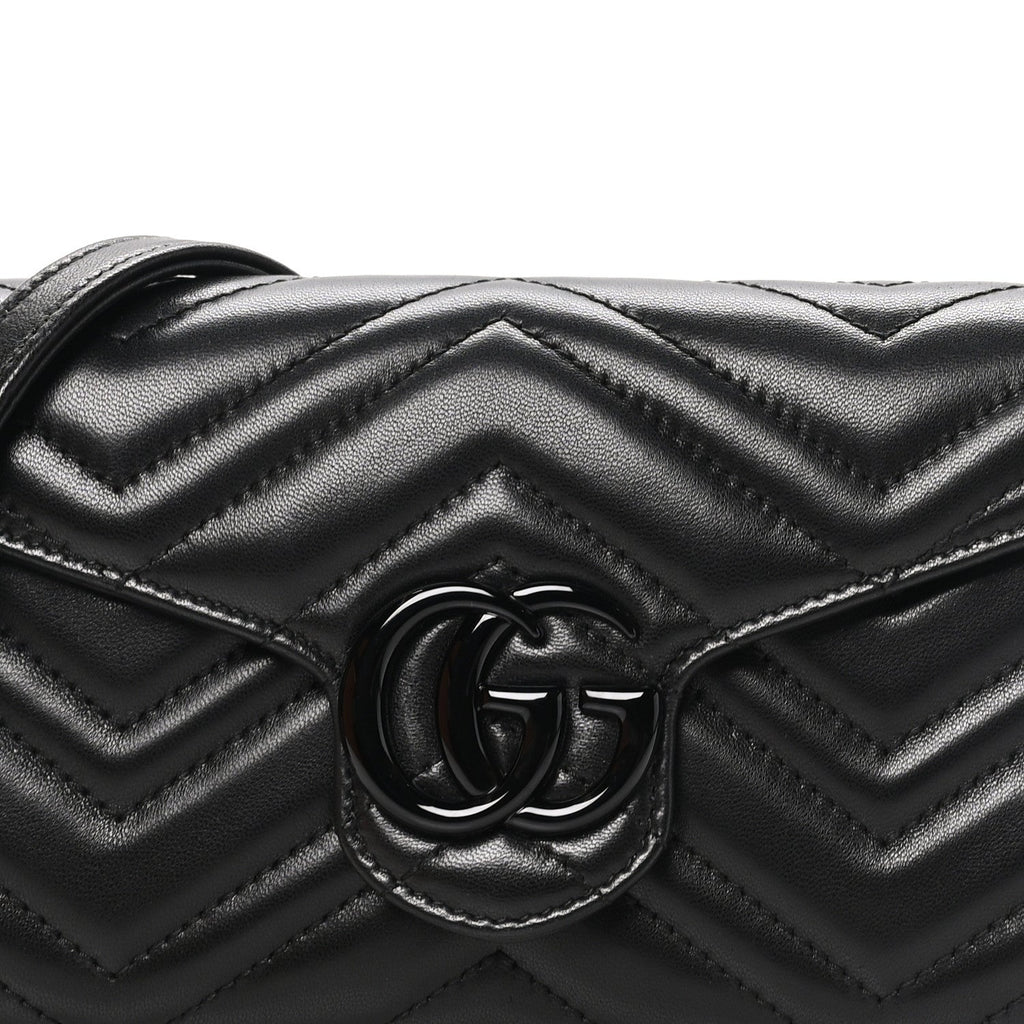 Nappa Matelasse Monochrome GG Marmont Wallet On Chain Black