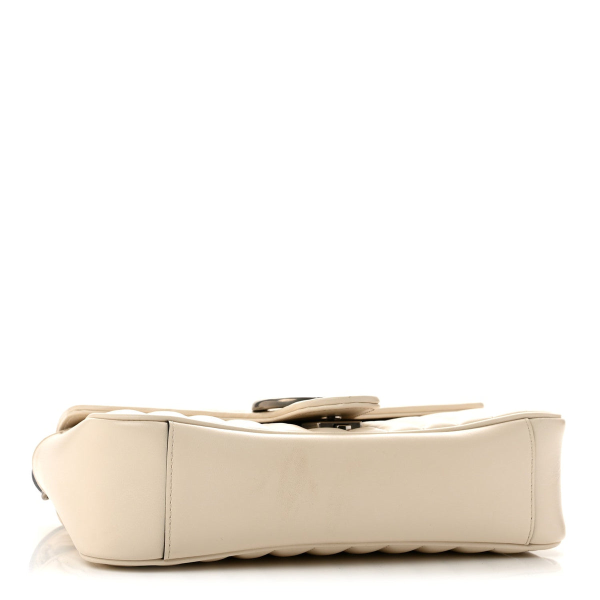 Calfskin Matelasse Aria Small GG Marmont Shoulder Bag Mystic White