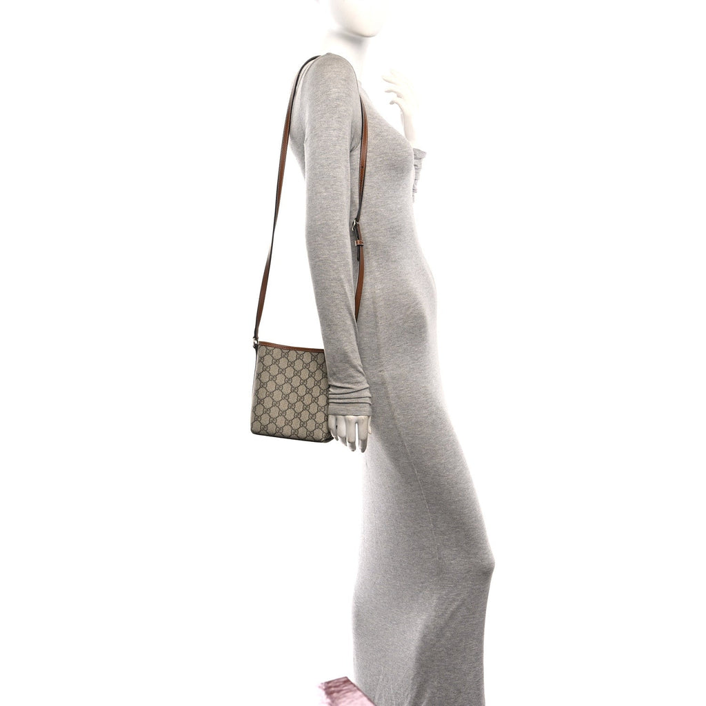 GG Supreme Monogram Emblem Nano Bucket Bag  Beige Dark Brown