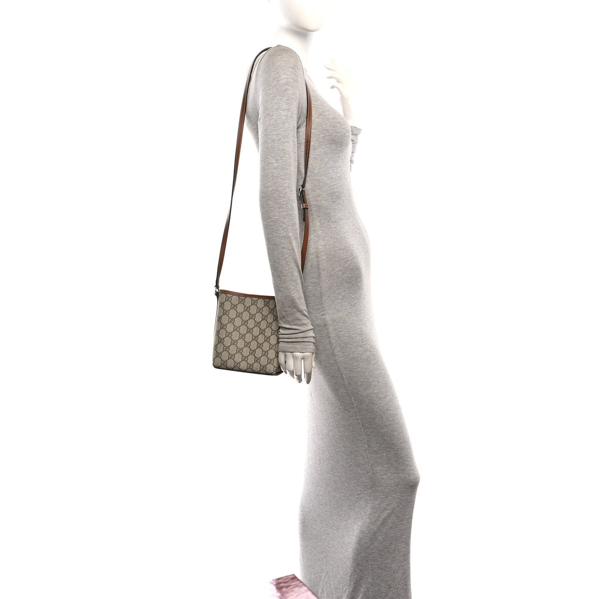 GG Supreme Monogram Emblem Nano Bucket Bag  Beige Dark Brown