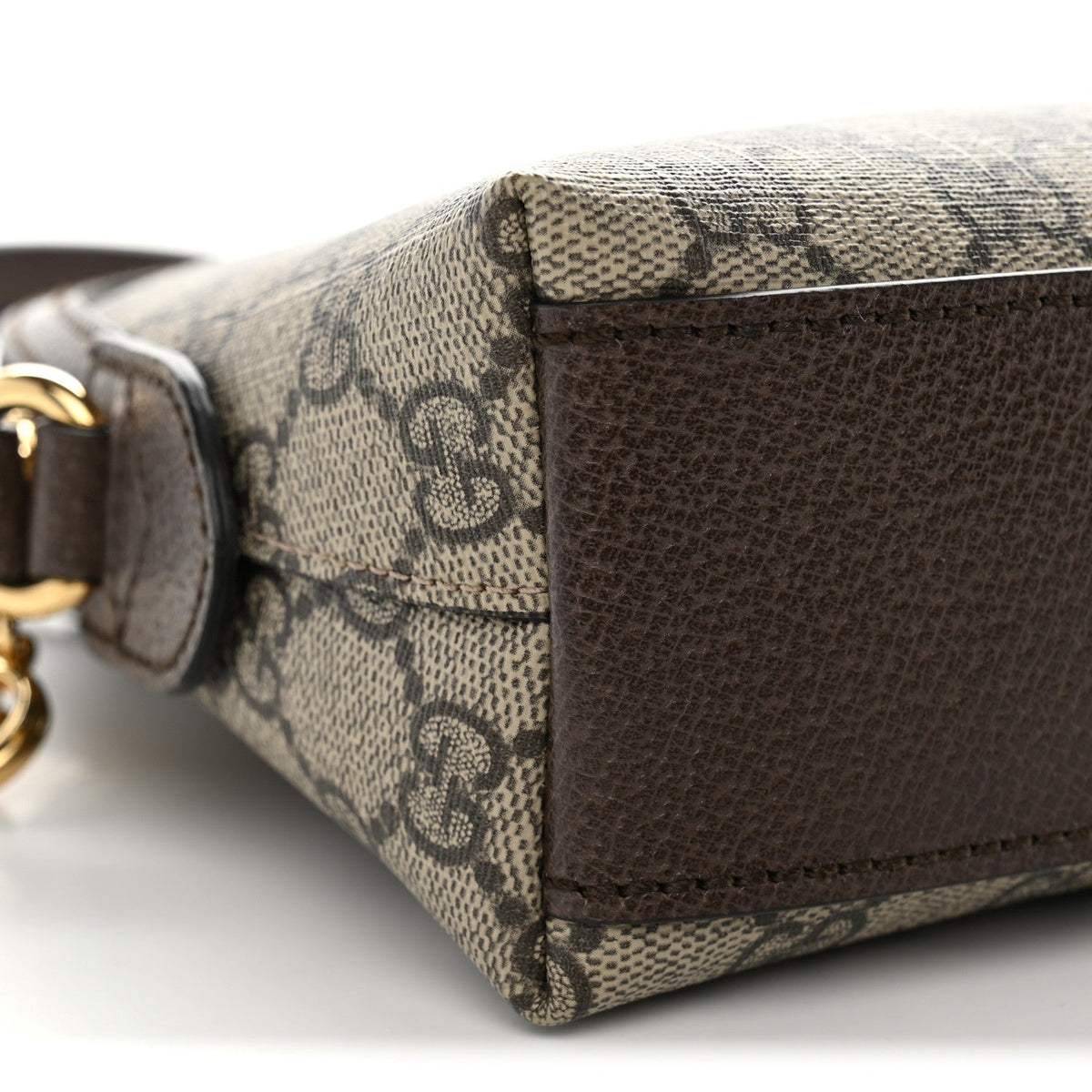 GG Supreme Monogram Textured Dollar Calfskin Web Small Ophidia Dome Shoulder Bag Beige Ebony New Acero