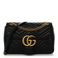 Calfskin Matelasse Medium GG Marmont Shoulder Bag Black