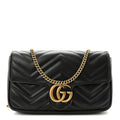 Calfskin Matelasse Mini GG Marmont Shoulder Bag With Case Black White