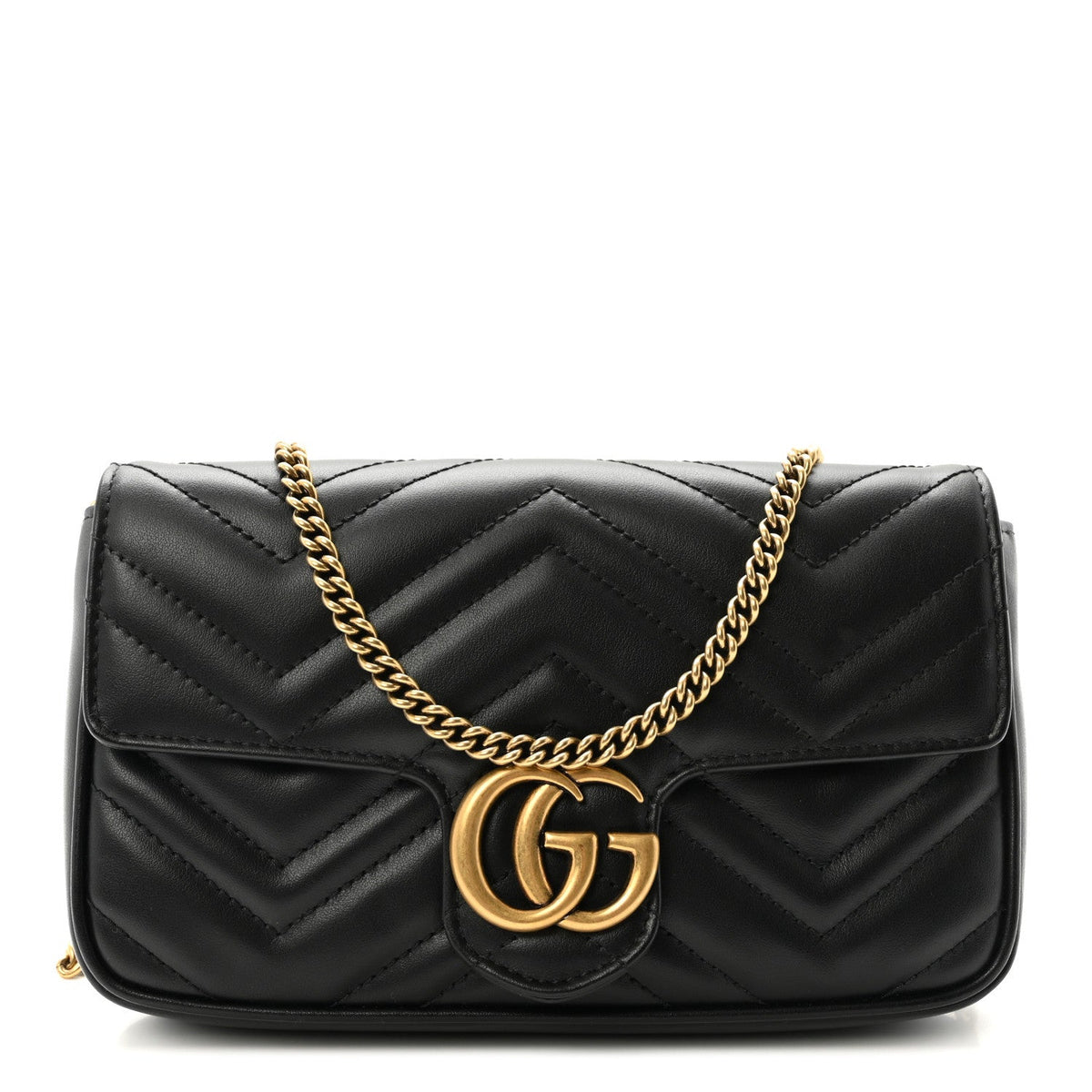 Calfskin Matelasse Mini GG Marmont Shoulder Bag With Case Black White
