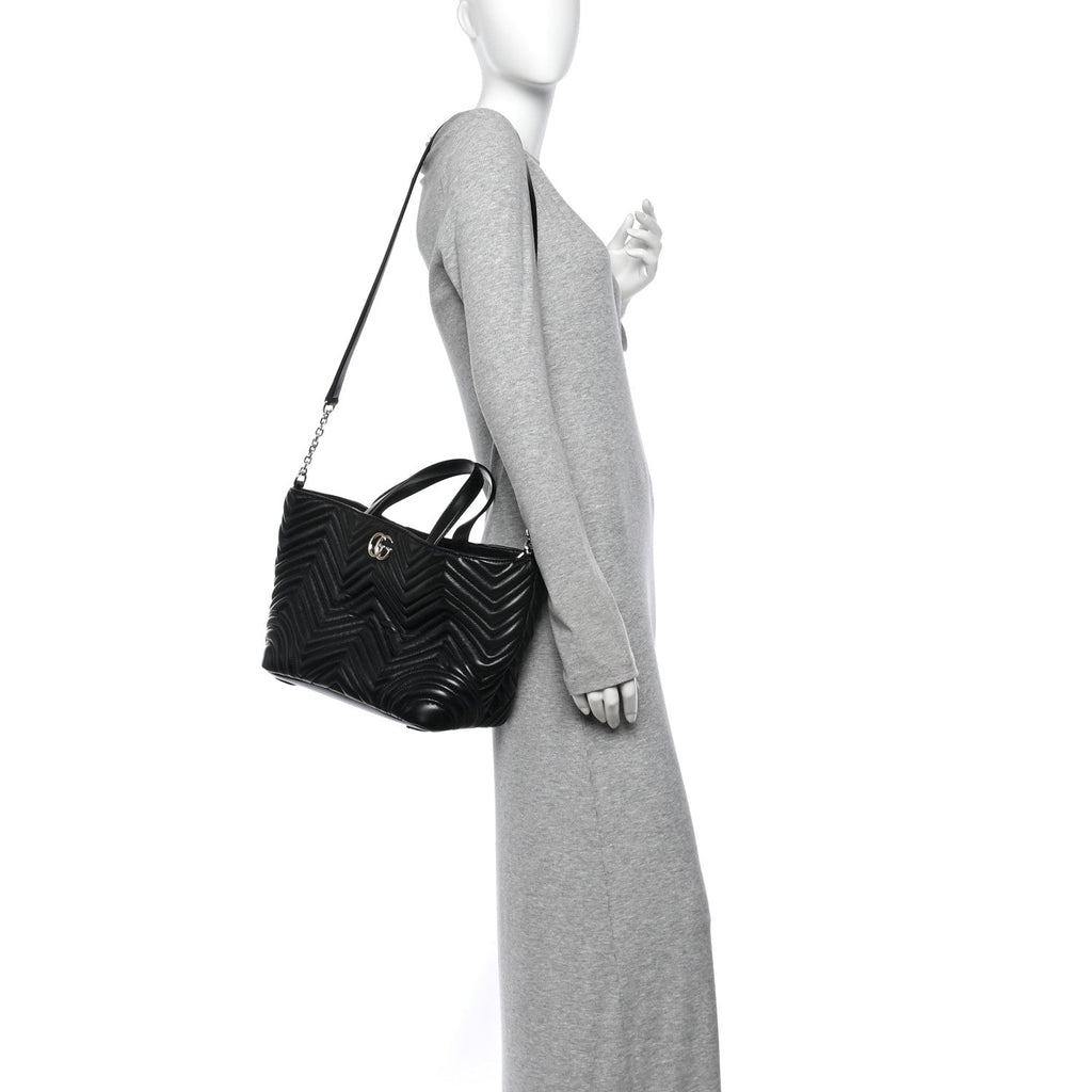Lambskin Matelasse Medium GG Marmont Betty Tote Bag Black