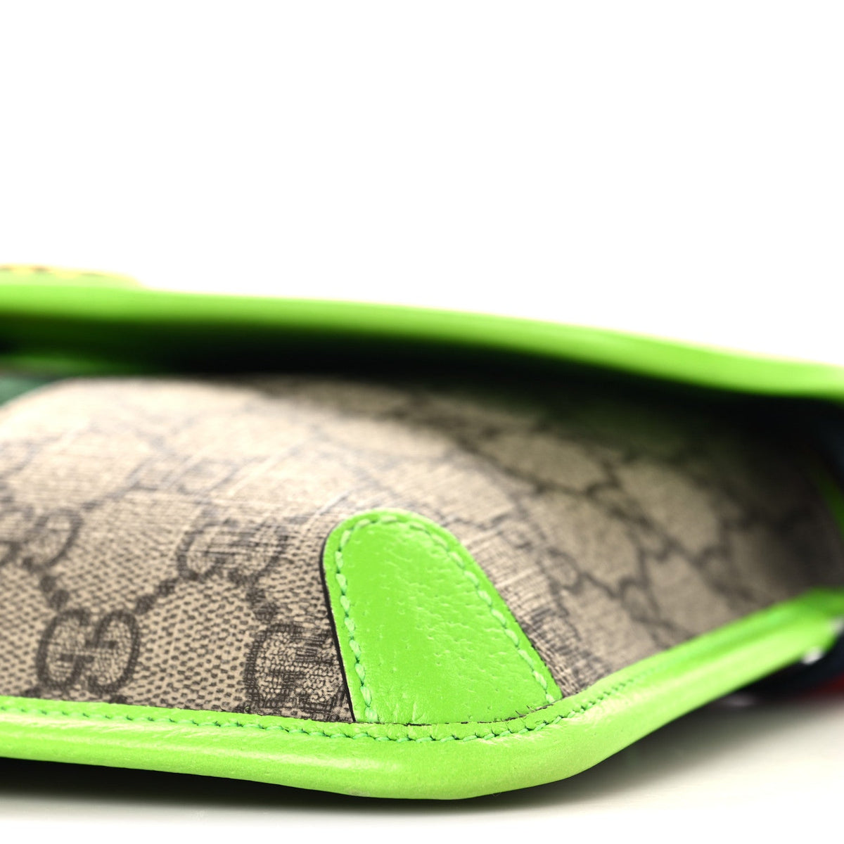 GG Supreme Monogram Web Small Ophidia Belt Bag Beige Ebony Electric Green